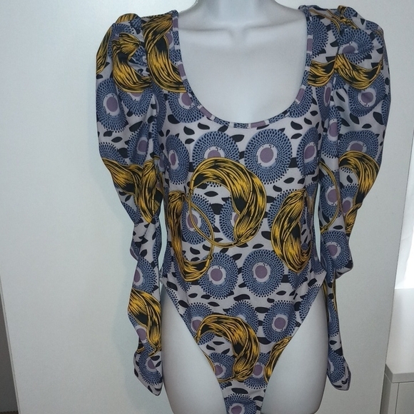 SHEIN X Stylish Women's Patterned Bodysuit Top L - Picture 1 of 12